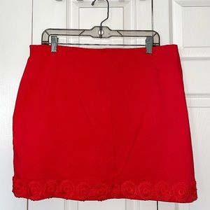 Red Embroidered Skort